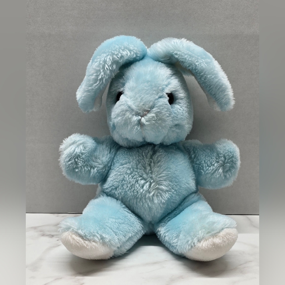Vintage Blue Bunny Musical Plush Rabbit Wind Up Toy Plays Peter Cottontail 11"
